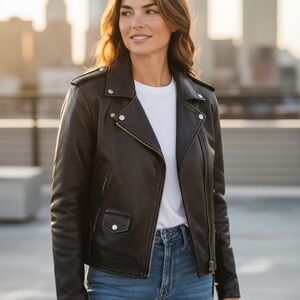 Women’s Shaf Leather Motorcycle XXL Moto Biker Grunge Braided Leather